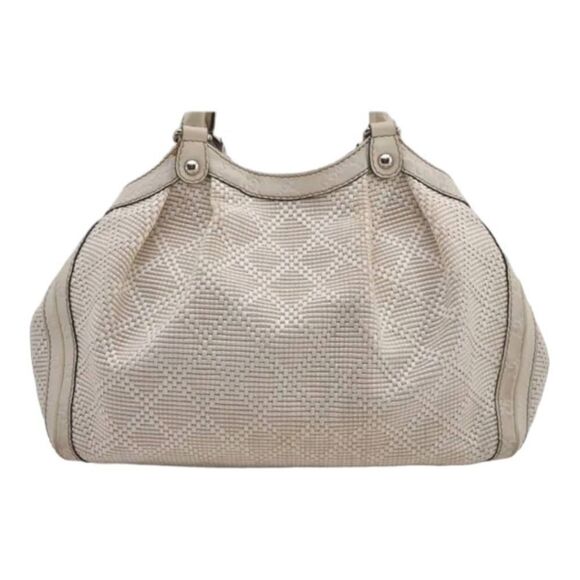 GUCCI Guccissima Sukey Medium Size Tote Bag Straw & Leather Lightly Loved - Picture 12 of 16